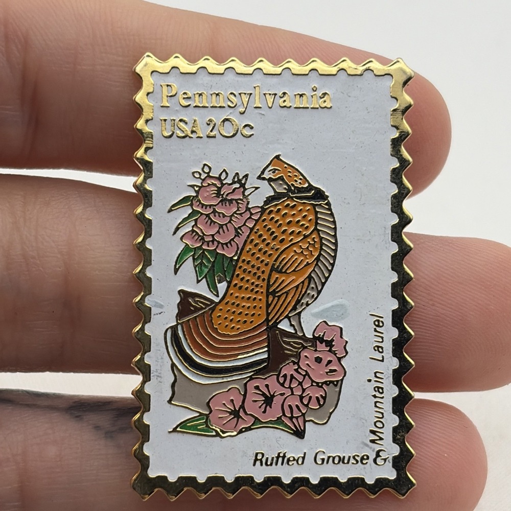 USPS United States Postal Service Stamp Ruffed Grouse Pennsylvania Lapel Hat Pin